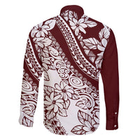Polynesian Tropical Flowers Oxblood Color Family Matching Mermaid Dress and Hawaiian Shirt LT14 - Polynesian Pride