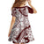 Polynesian Tropical Flowers Oxblood Color Family Matching Off The Shoulder Long Sleeve Dress and Hawaiian Shirt