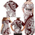 Polynesian Tropical Flowers Oxblood Color Family Matching Off Shoulder Maxi Dress and Hawaiian Shirt