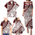 Polynesian Tropical Flowers Oxblood Color Family Matching Puletasi and Hawaiian Shirt