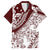 Polynesian Tropical Flowers Oxblood Color Family Matching Tank Maxi Dress and Hawaiian Shirt