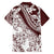 Polynesian Tropical Flowers Oxblood Color Family Matching Tank Maxi Dress and Hawaiian Shirt