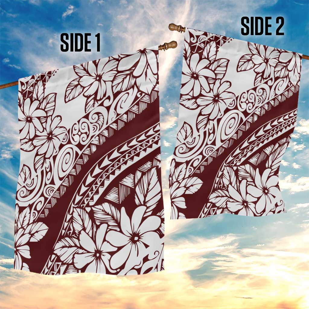 Polynesian Tropical Flowers Oxblood Color Garden Flag LT14 - Polynesian Pride