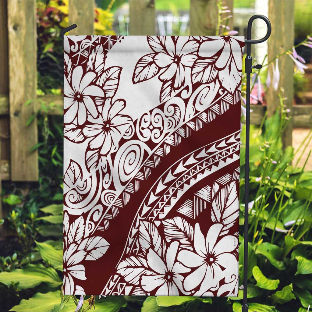Polynesian Tropical Flowers Oxblood Color Garden Flag LT14 Garden Flag Oxblood - Polynesian Pride