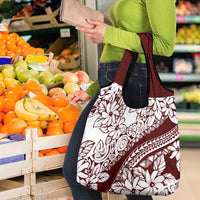 Polynesian Tropical Flowers Oxblood Color Grocery Bag LT14 - Polynesian Pride
