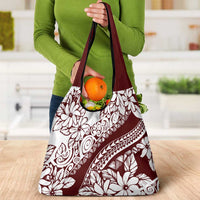 Polynesian Tropical Flowers Oxblood Color Grocery Bag LT14 - Polynesian Pride