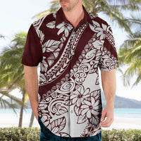 Polynesian Tropical Flowers Oxblood Color Hawaiian Shirt LT14 - Polynesian Pride