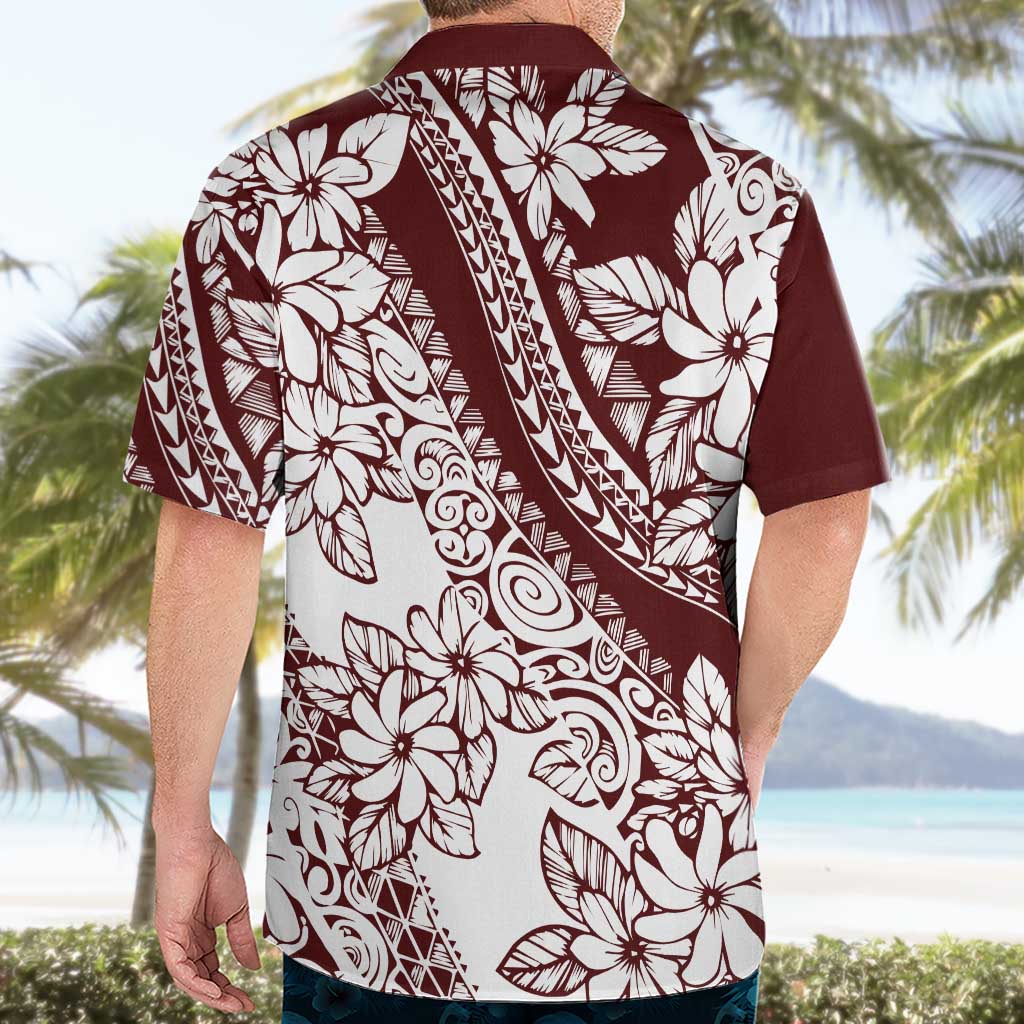 Polynesian Tropical Flowers Oxblood Color Hawaiian Shirt LT14 - Polynesian Pride