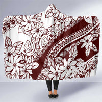 Polynesian Tropical Flowers Oxblood Color Hooded Blanket LT14 One Size Oxblood - Polynesian Pride