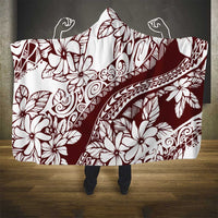 Polynesian Tropical Flowers Oxblood Color Hooded Blanket LT14 - Polynesian Pride