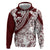 Polynesian Tropical Flowers Oxblood Color Hoodie