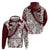 Polynesian Tropical Flowers Oxblood Color Hoodie