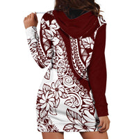 Polynesian Tropical Flowers Oxblood Color Hoodie Dress LT14 - Polynesian Pride