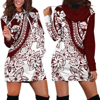 Polynesian Tropical Flowers Oxblood Color Hoodie Dress LT14 - Polynesian Pride