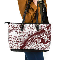 Polynesian Tropical Flowers Oxblood Color Leather Tote Bag LT14 - Polynesian Pride