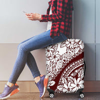 Polynesian Tropical Flowers Oxblood Color Luggage Cover