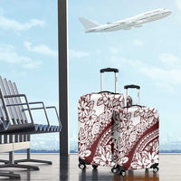 Polynesian Tropical Flowers Oxblood Color Luggage Cover