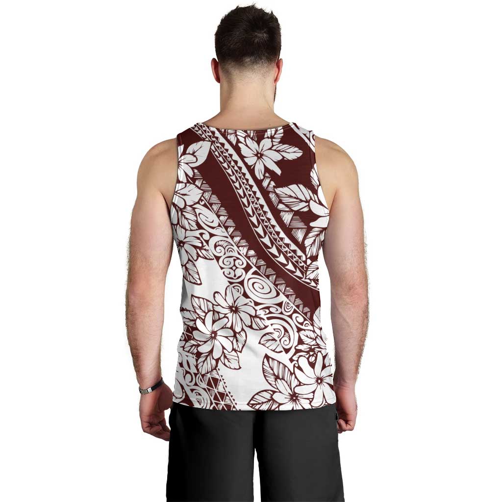 Polynesian Tropical Flowers Oxblood Color Men Tank Top LT14 - Polynesian Pride