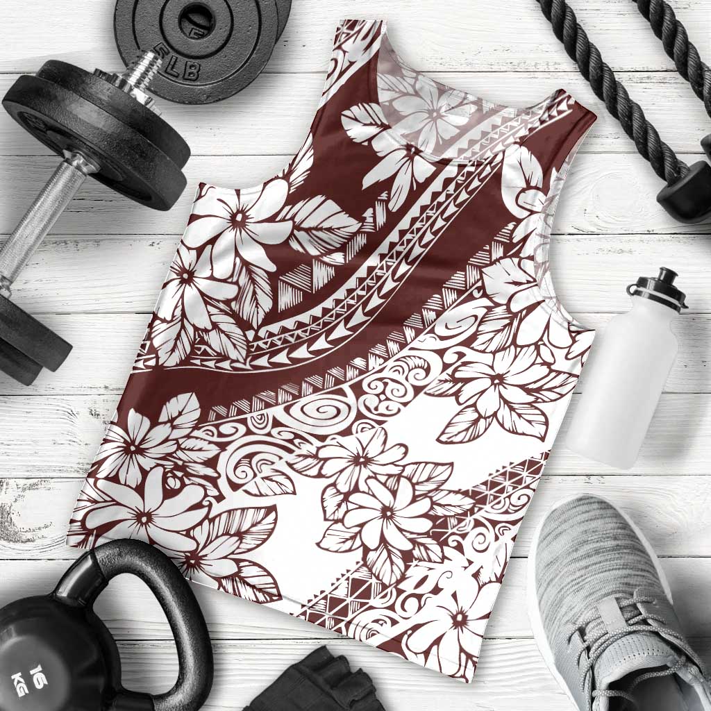 Polynesian Tropical Flowers Oxblood Color Men Tank Top LT14 - Polynesian Pride