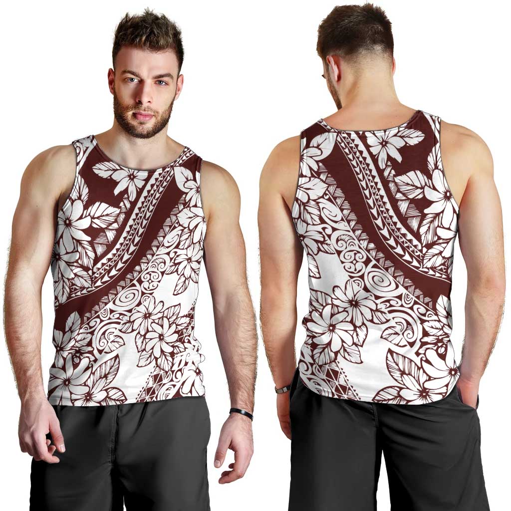 Polynesian Tropical Flowers Oxblood Color Men Tank Top LT14 - Polynesian Pride