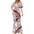 Polynesian Tropical Flowers Oxblood Color Mermaid Dress