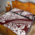 Polynesian Tropical Flowers Oxblood Color Quilt Bed Set