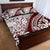 Polynesian Tropical Flowers Oxblood Color Quilt Bed Set