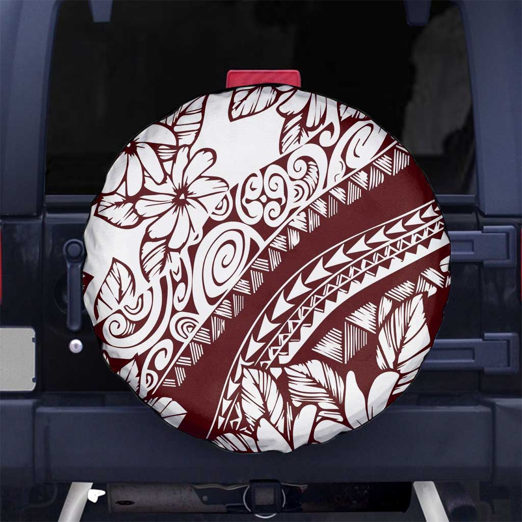 Polynesian Tropical Flowers Oxblood Color Spare Tire Cover LT14 - Polynesian Pride