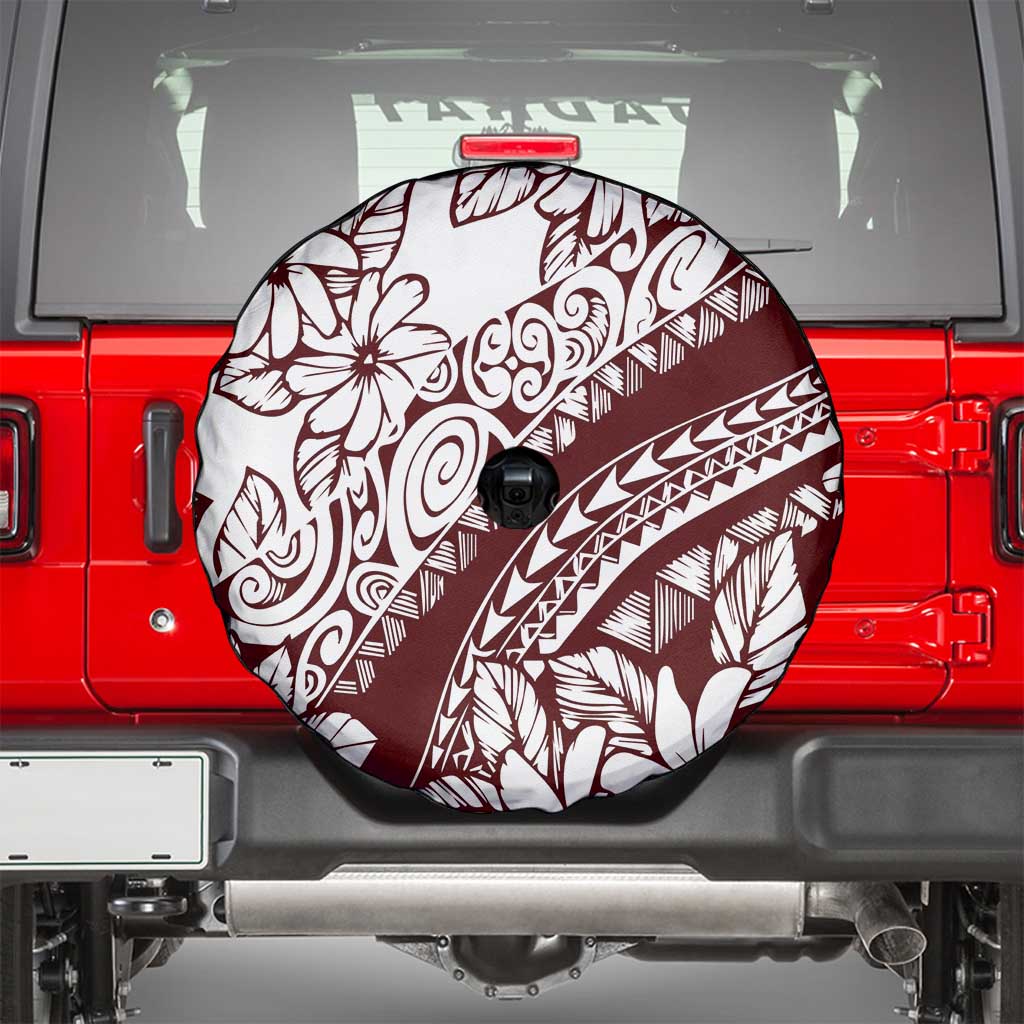 Polynesian Tropical Flowers Oxblood Color Spare Tire Cover LT14 - Polynesian Pride