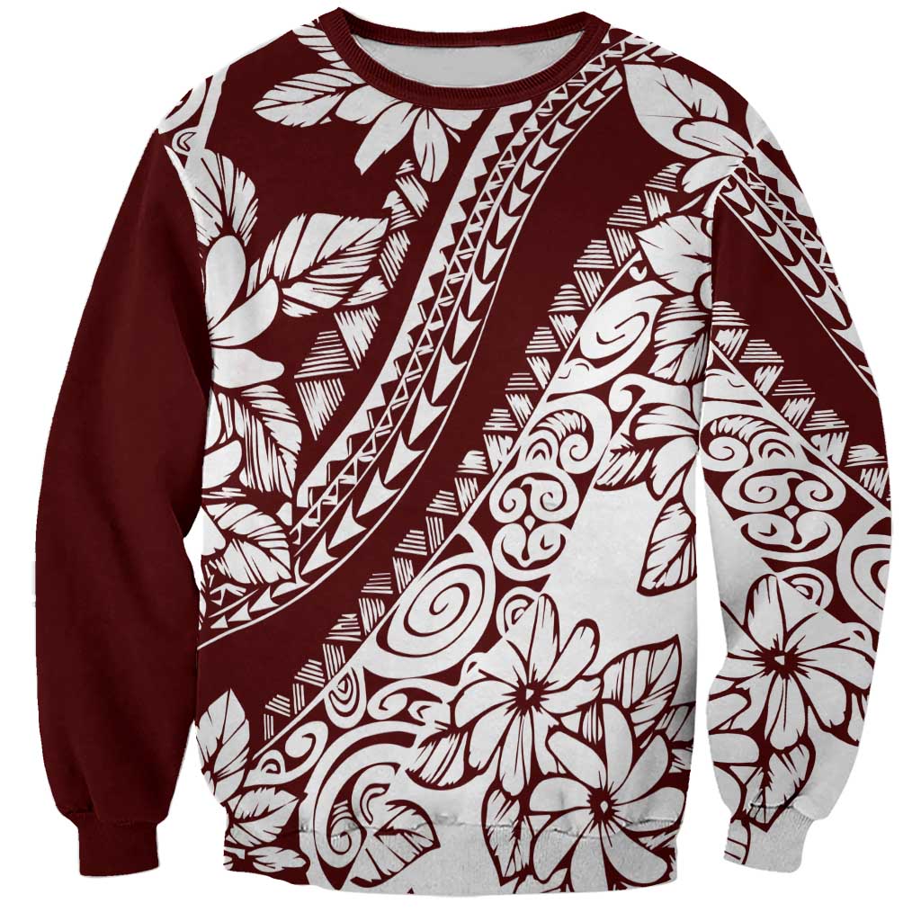 Polynesian Tropical Flowers Oxblood Color Sweatshirt LT14 Unisex Oxblood - Polynesian Pride