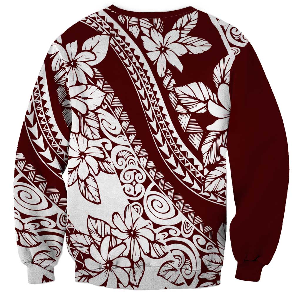 Polynesian Tropical Flowers Oxblood Color Sweatshirt LT14 - Polynesian Pride