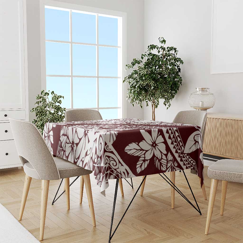 Polynesian Tropical Flowers Oxblood Color Tablecloth LT14 - Polynesian Pride