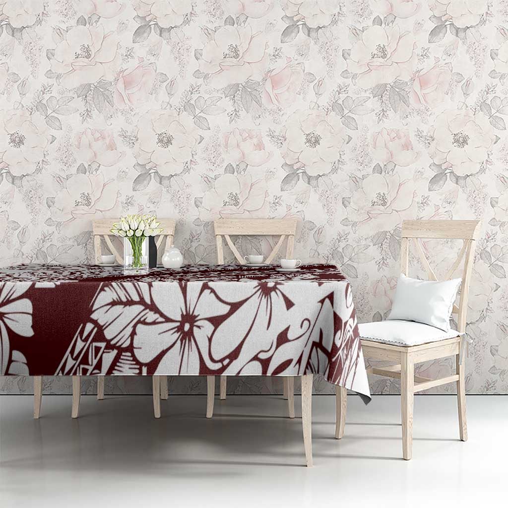 Polynesian Tropical Flowers Oxblood Color Tablecloth LT14 - Polynesian Pride
