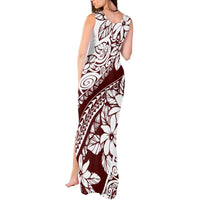 Polynesian Tropical Flowers Oxblood Color Tank Maxi Dress LT14 - Polynesian Pride