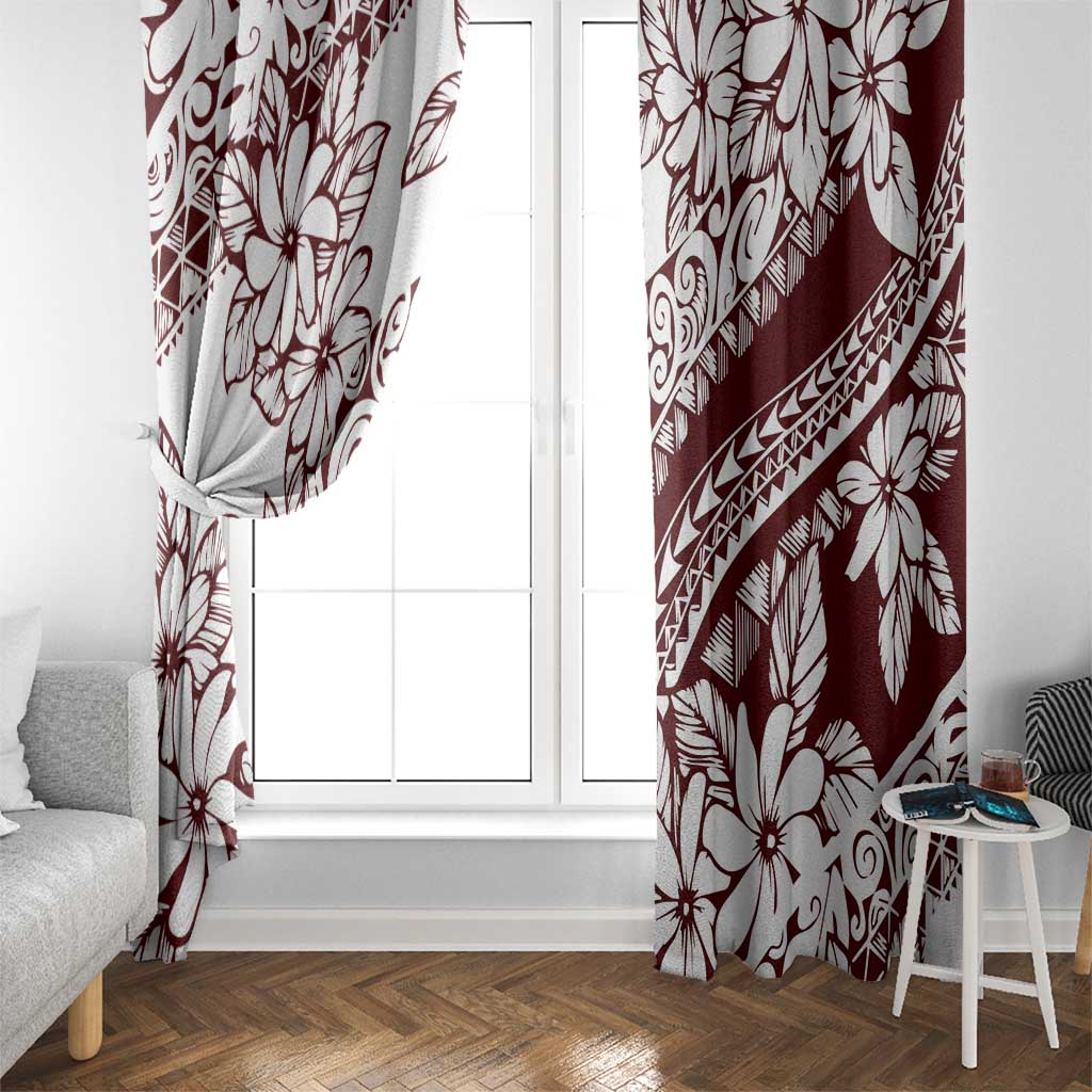 Polynesian Tropical Flowers Oxblood Color Window Curtain LT14 - Polynesian Pride