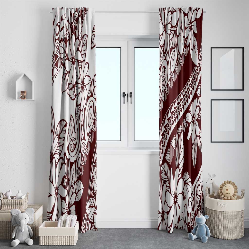 Polynesian Tropical Flowers Oxblood Color Window Curtain LT14 - Polynesian Pride