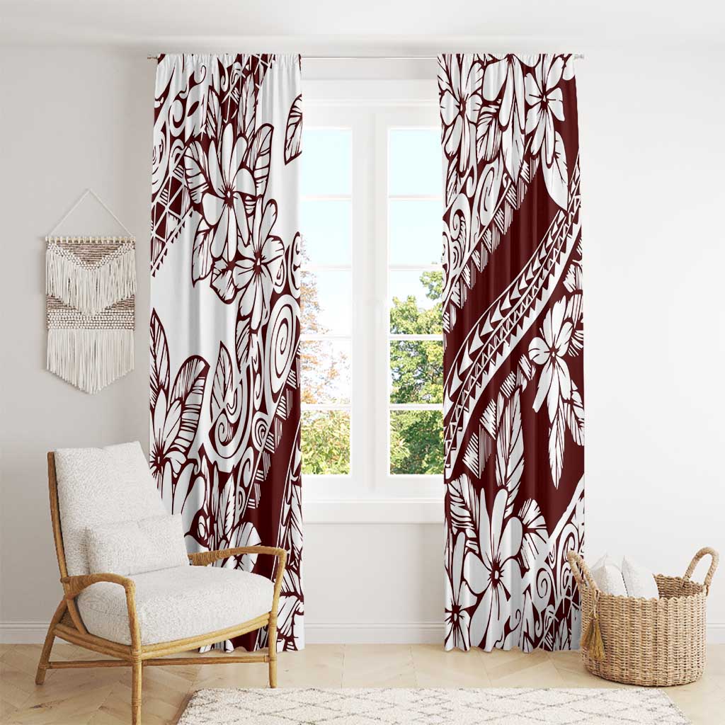 Polynesian Tropical Flowers Oxblood Color Window Curtain LT14 - Polynesian Pride