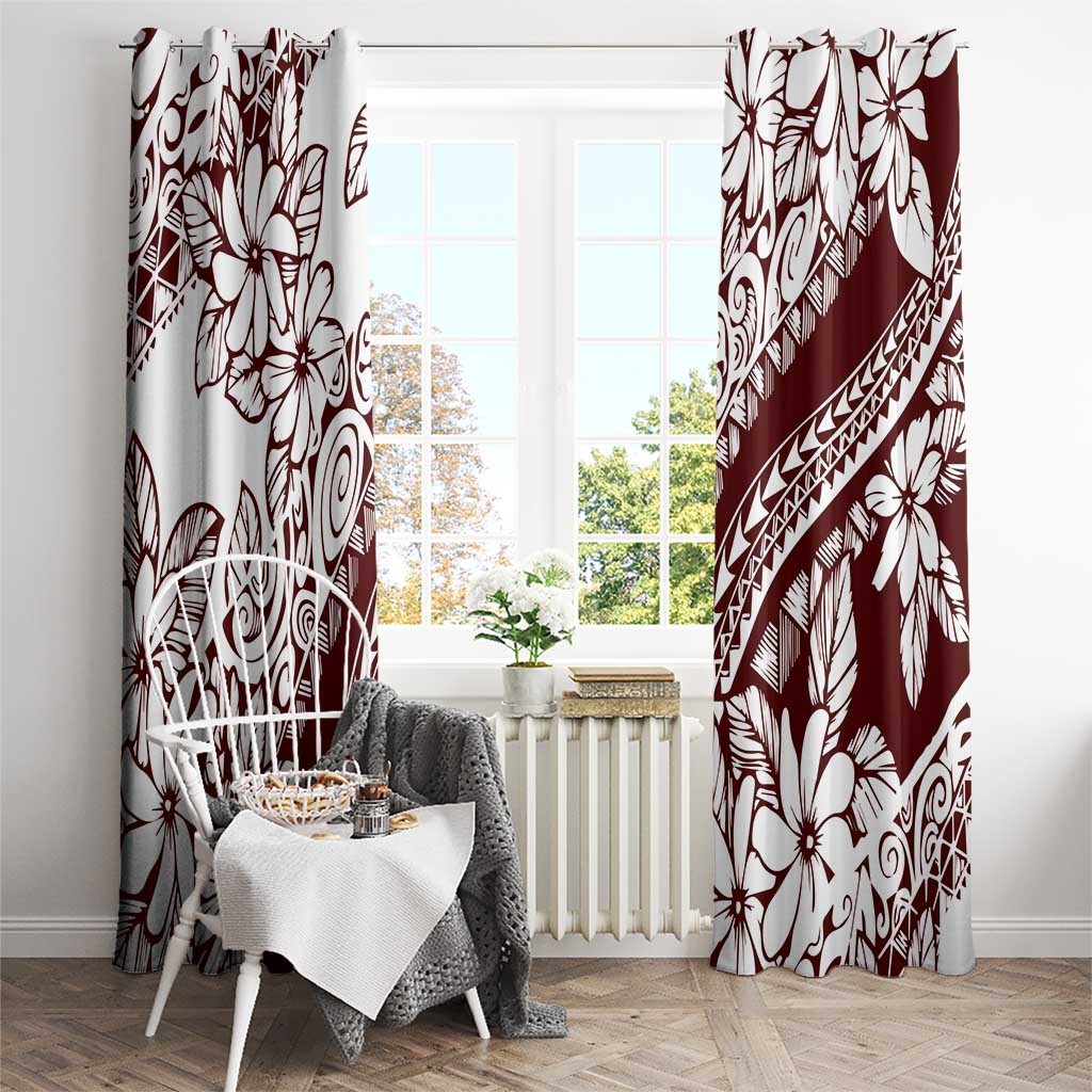 Polynesian Tropical Flowers Oxblood Color Window Curtain LT14 - Polynesian Pride