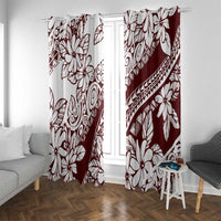 Polynesian Tropical Flowers Oxblood Color Window Curtain LT14 With Grommets Oxblood - Polynesian Pride