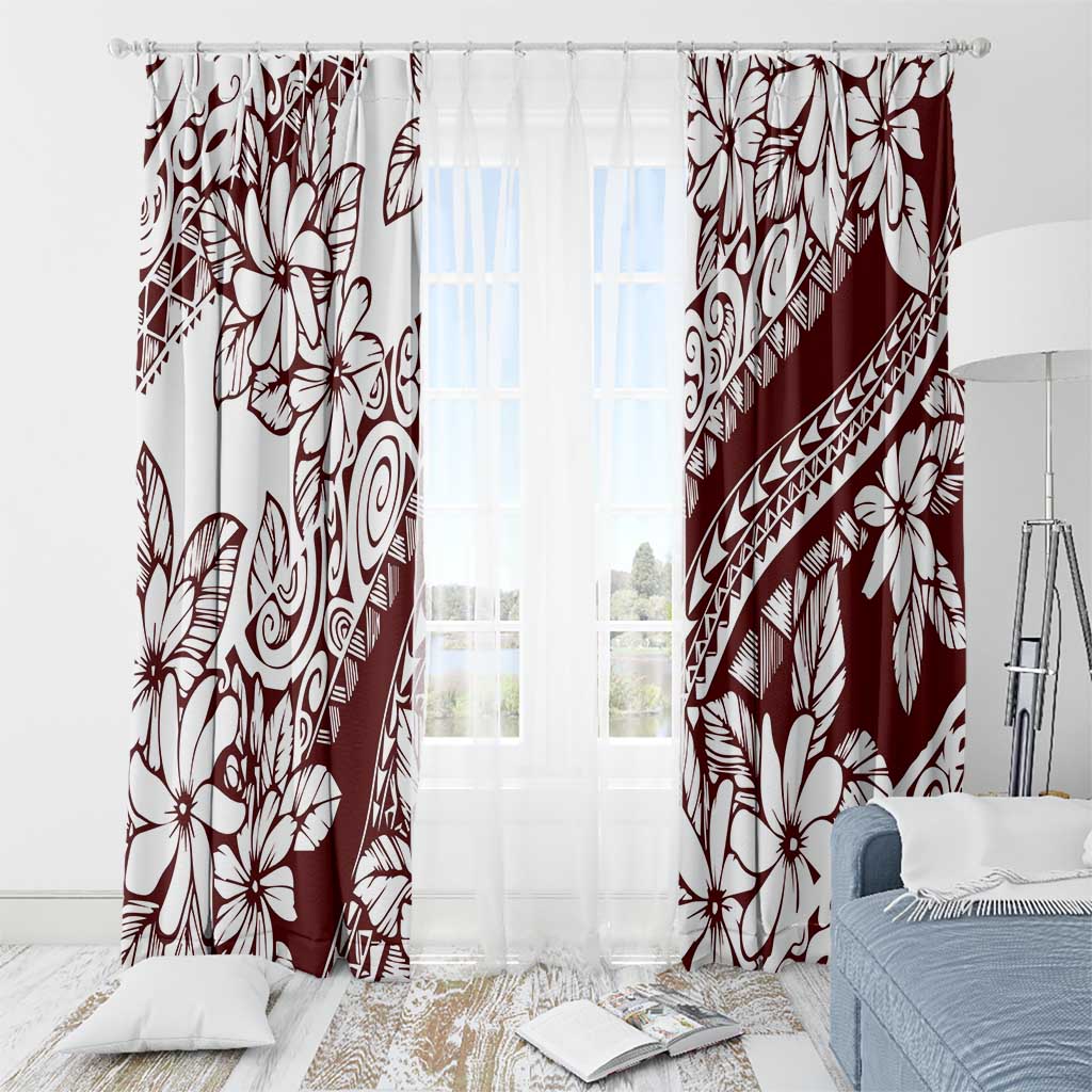 Polynesian Tropical Flowers Oxblood Color Window Curtain LT14 - Polynesian Pride