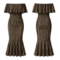 Kioranga Moriori New Zealand Couples Matching Mermaid Dress and Long Sleeve Button Shirt Kopi Rakau Carving Art LT14 - Polynesian Pride