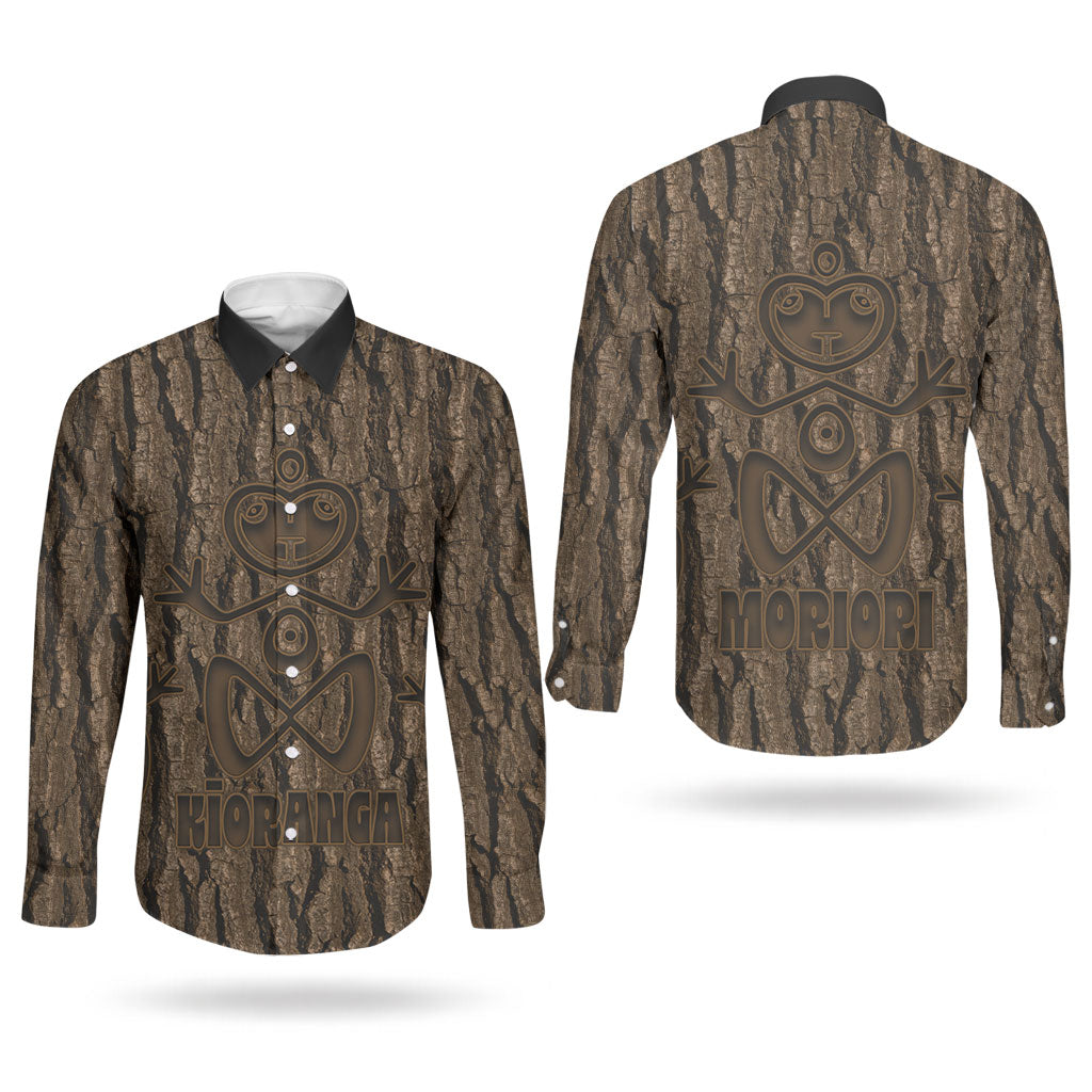 Kioranga Moriori New Zealand Couples Matching Off Shoulder Short Dress and Long Sleeve Button Shirt Kopi Rakau Carving Art LT14 - Polynesian Pride