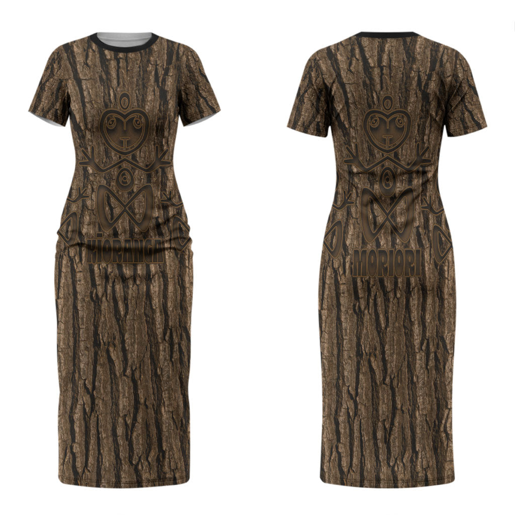 Kioranga Moriori New Zealand Couples Matching Short Sleeve Bodycon Dress and Hawaiian Shirt Kopi Rakau Carving Art LT14 - Polynesian Pride