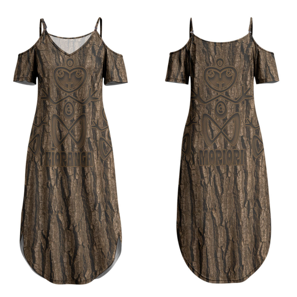 Kioranga Moriori New Zealand Couples Matching Summer Maxi Dress and Hawaiian Shirt Kopi Rakau Carving Art LT14 - Polynesian Pride