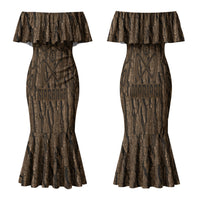 Kioranga Moriori New Zealand Family Matching Mermaid Dress and Hawaiian Shirt Kopi Rakau Carving Art LT14 Mom's Dress Brown - Polynesian Pride
