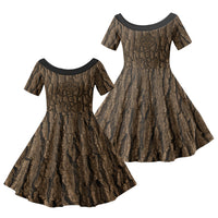 Kioranga Moriori New Zealand Family Matching Summer Maxi Dress and Hawaiian Shirt Kopi Rakau Carving Art LT14 Daughter's Dress Brown - Polynesian Pride