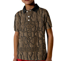 Kioranga Moriori New Zealand Kid Polo Shirt Kopi Rakau Carving Art LT14 Kid Brown - Polynesian Pride