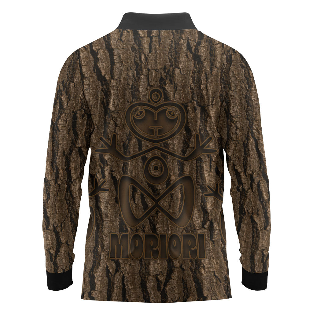 Kioranga Moriori New Zealand Long Sleeve Polo Shirt Kopi Rakau Carving Art LT14 - Polynesian Pride