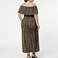 Kioranga Moriori New Zealand Off Shoulder Maxi Dress Kopi Rakau Carving Art LT14 - Polynesian Pride