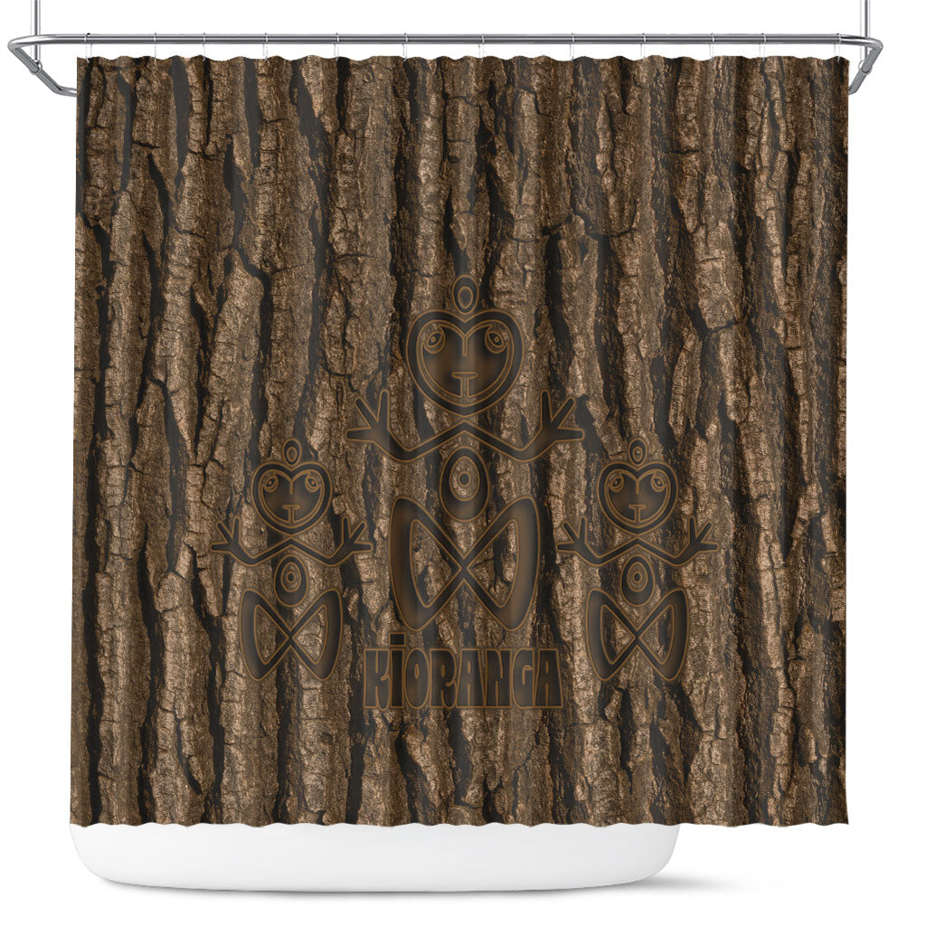 Kioranga Moriori New Zealand Shower Curtain Kopi Rakau Carving Art LT14 Brown - Polynesian Pride